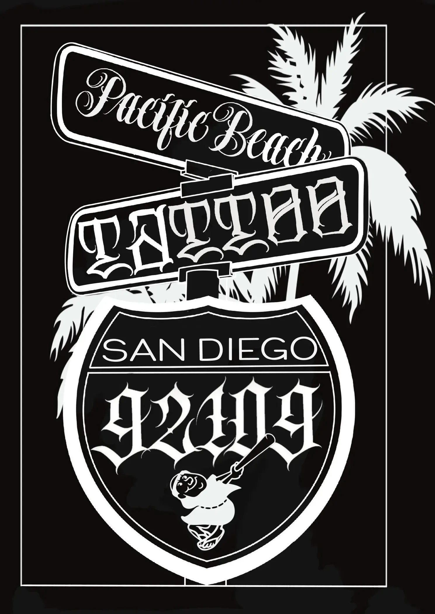Pacific Beach Tattoo street sign design